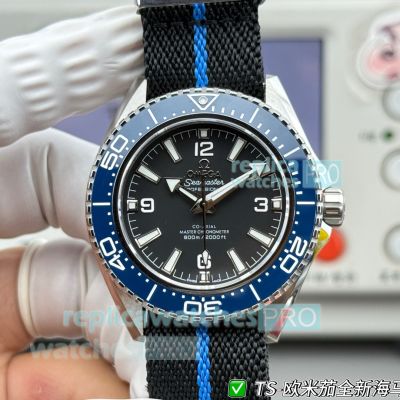 TS Factory Swiss Clone Omega Seamaster 600m Blue Ceramic Bezel NATO Strap Watch 